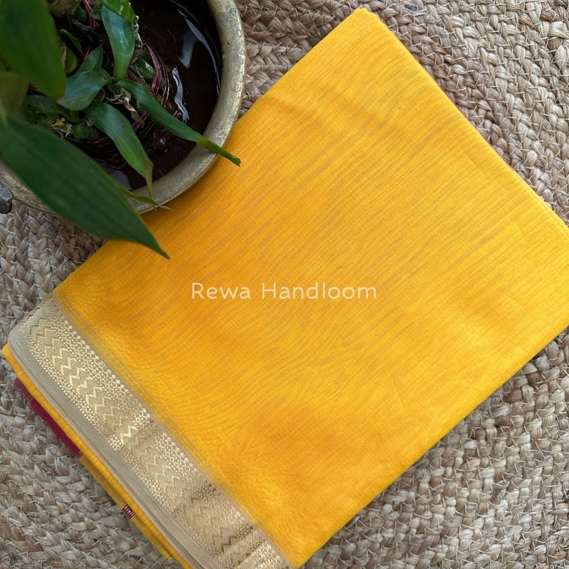 Maheshwari Yellow Rasta Lehar Saree RL012