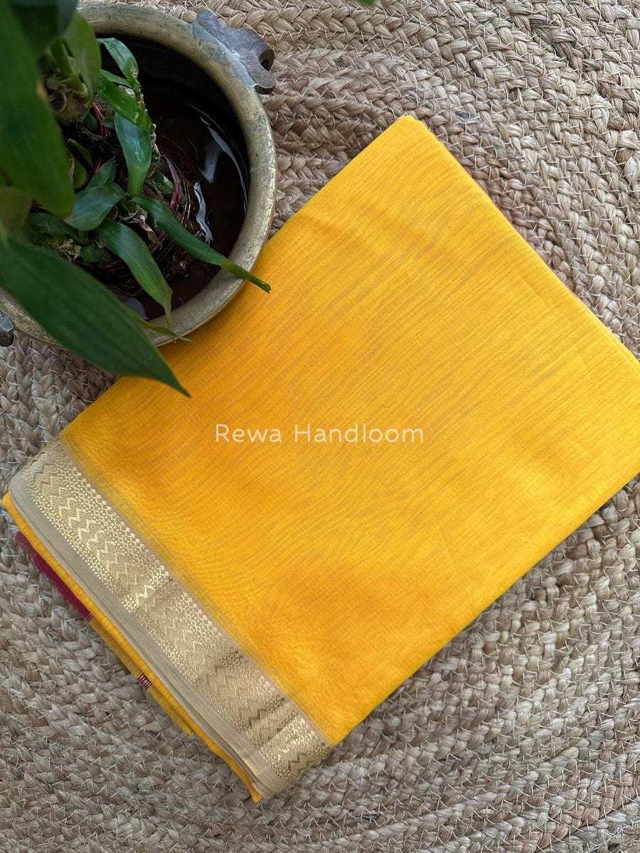 Maheshwari Yellow Rasta Lehar Saree RL012