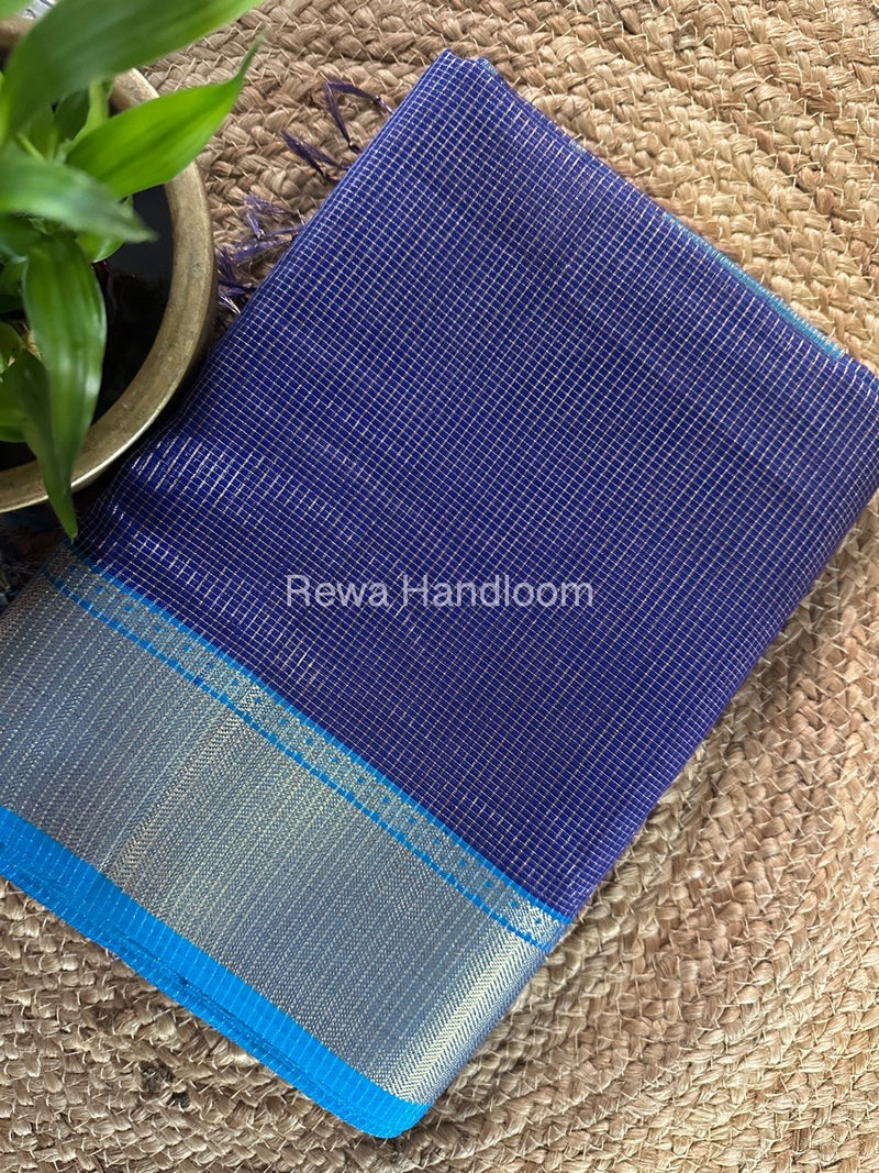 Exclusive Maheshwari Blue Tissue Silk Saree ZTS0131