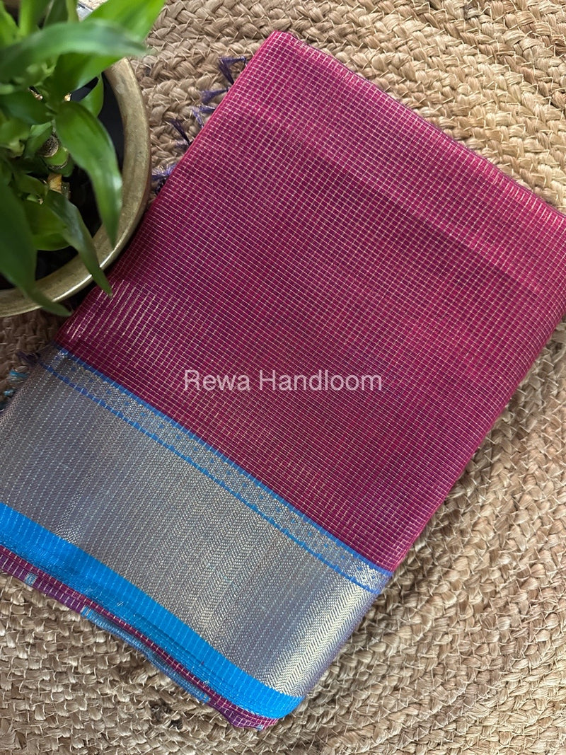 Exclusive Maheshwari Magenta Tissue Silk Saree ZTS0132