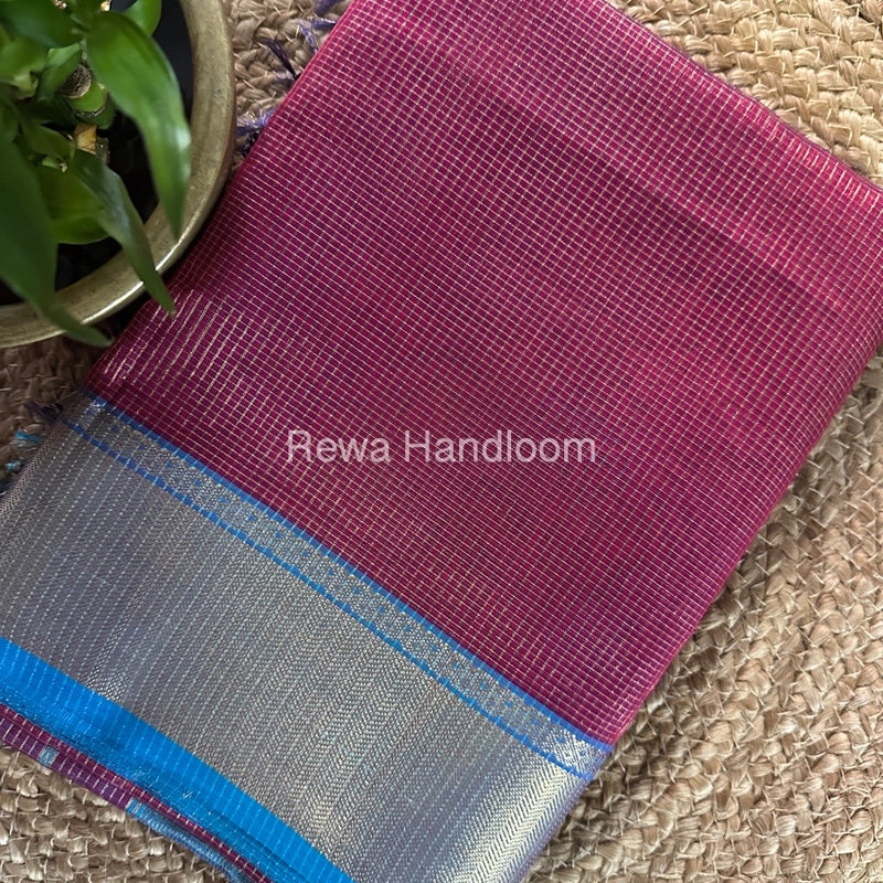 Exclusive Maheshwari Magenta Tissue Silk Saree ZTS0132