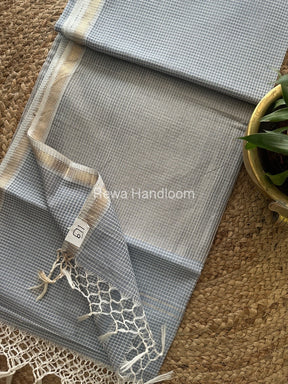 Maheshwari Grey Self Checks Saree CB02