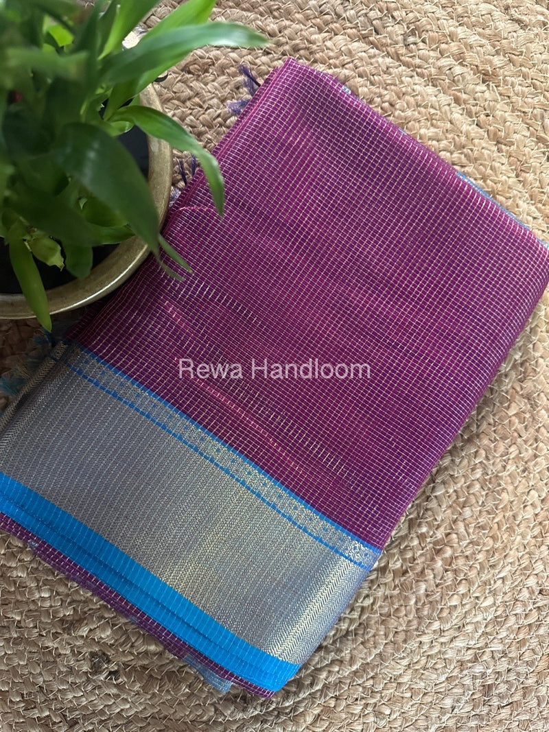 Exclusive Maheshwari Magenta Tissue Silk Saree ZTS0134
