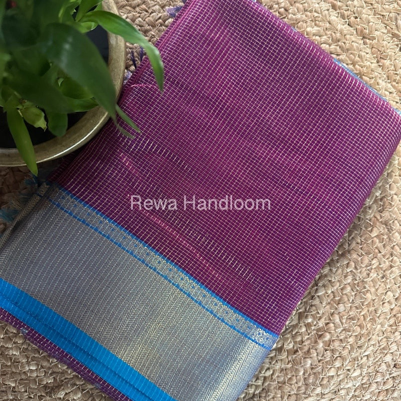 Exclusive Maheshwari Magenta Tissue Silk Saree ZTS0134