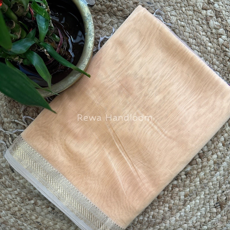 Maheshwari Peach Gicha Weaving Saree GPS010