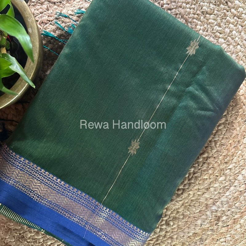 Green Zari Butti Maheshwari Saree SBS030