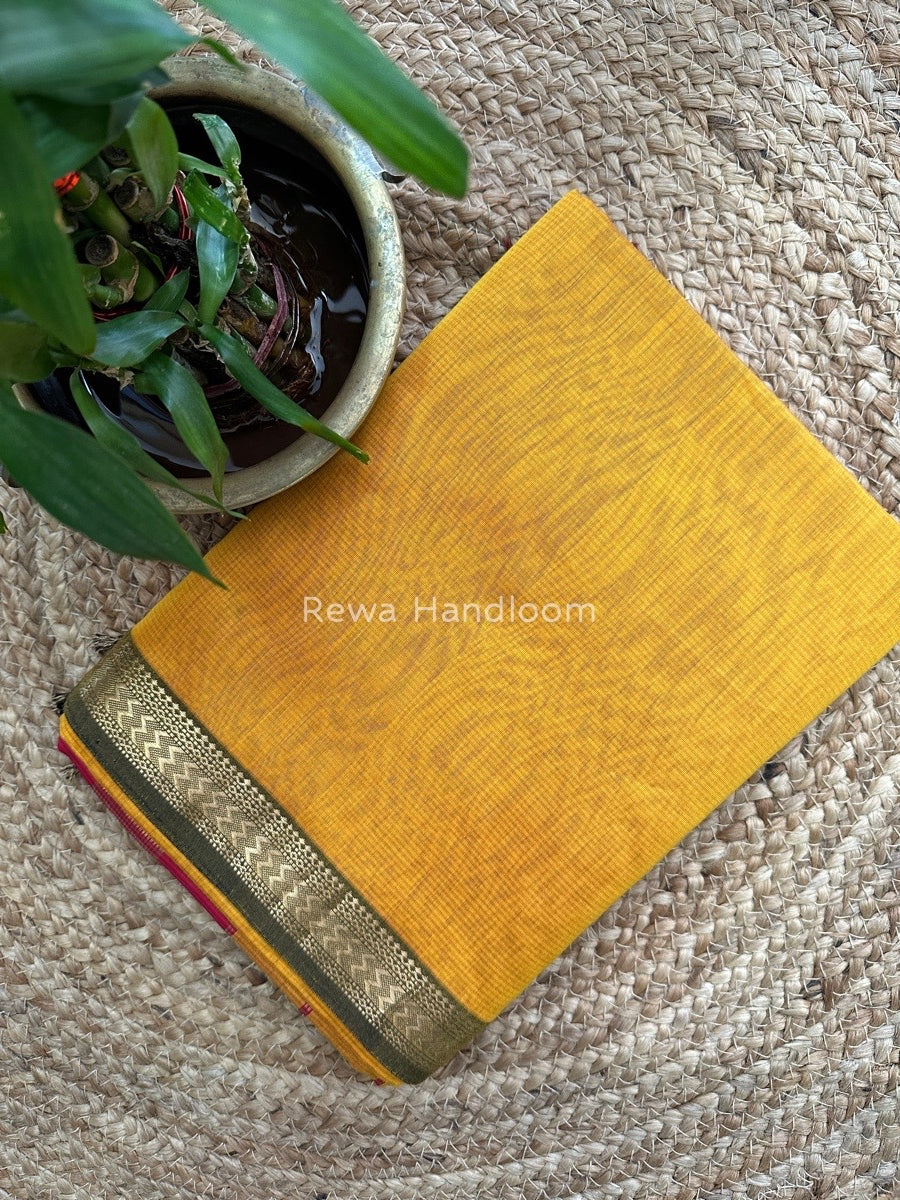 Maheshwari Mustard Yellow Rasta Lehar Saree RL07