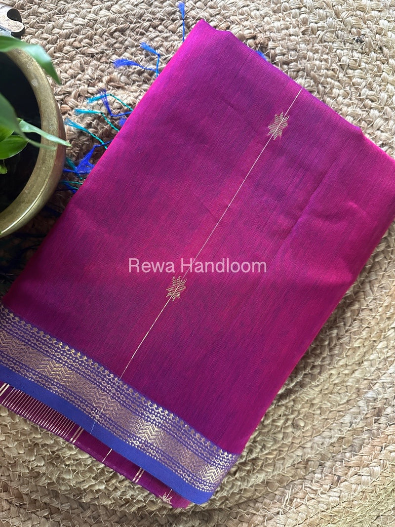 Magenta Zari Butti Maheshwari Saree SBS029