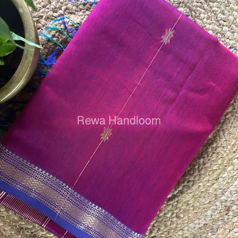 Magenta Zari Butti Maheshwari Saree SBS029
