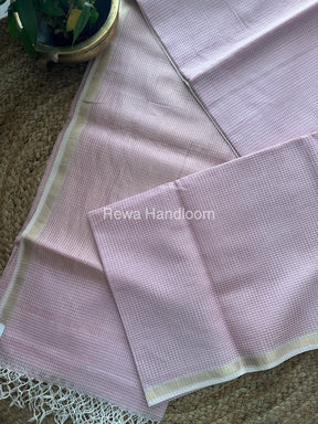 Maheshwari Light Pink Self Checks Saree CB010