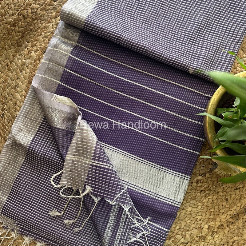 Maheshwari Purple Self Checks Saree CB07
