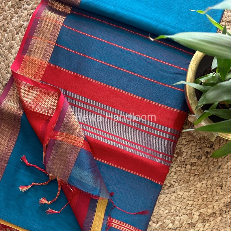 Maheshwari Rama Green Rewa Lehar Saree ZBS02