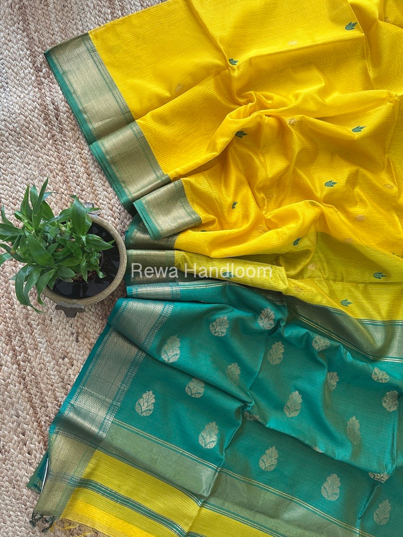 Maheshwari Yellow Butta Pallu Silk Saree ZM0015