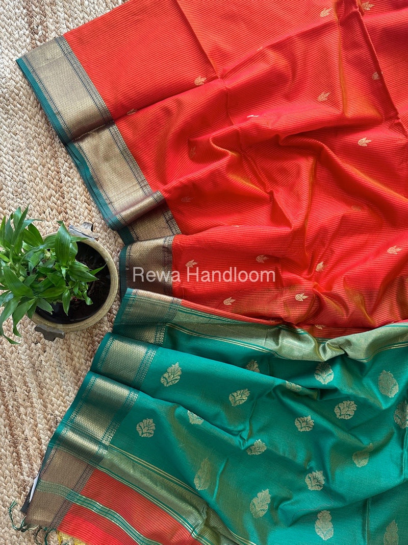 Maheshwari Red Butta Pallu Silk Saree ZM010