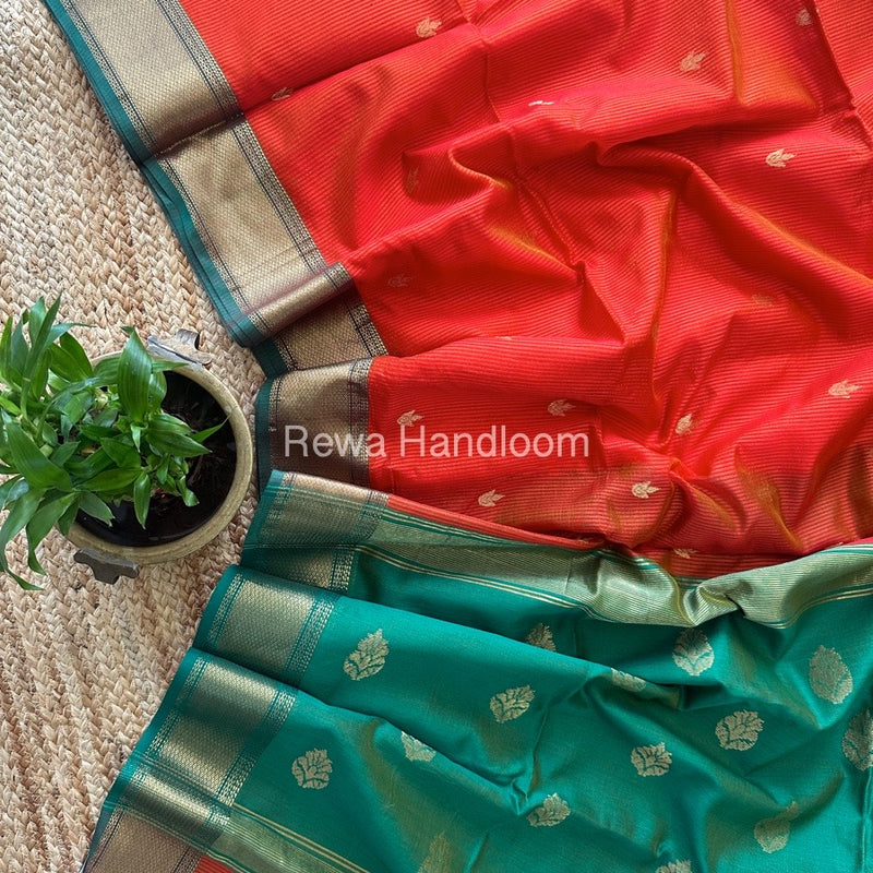 Maheshwari Red Butta Pallu Silk Saree ZM010