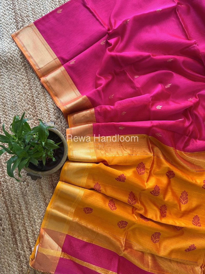 Maheshwari Rani Pink Butta Pallu Silk Saree ZM017