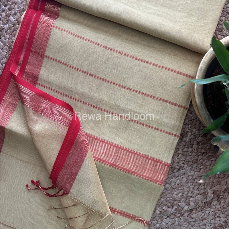 Maheshwari Pista Green Tissue Silk Saree TB06