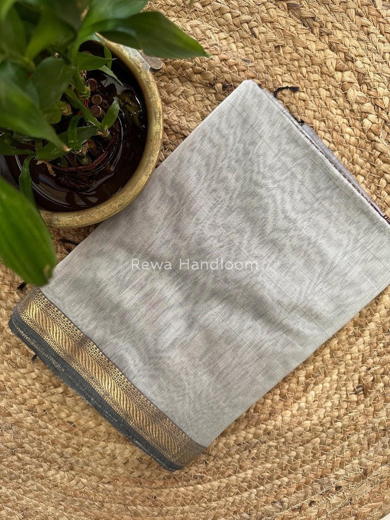 Maheshwari Grey Gicha Weaving Saree GPS018
