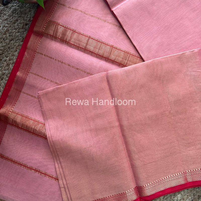 Maheshwari Peach Tissue Silk Saree TB04