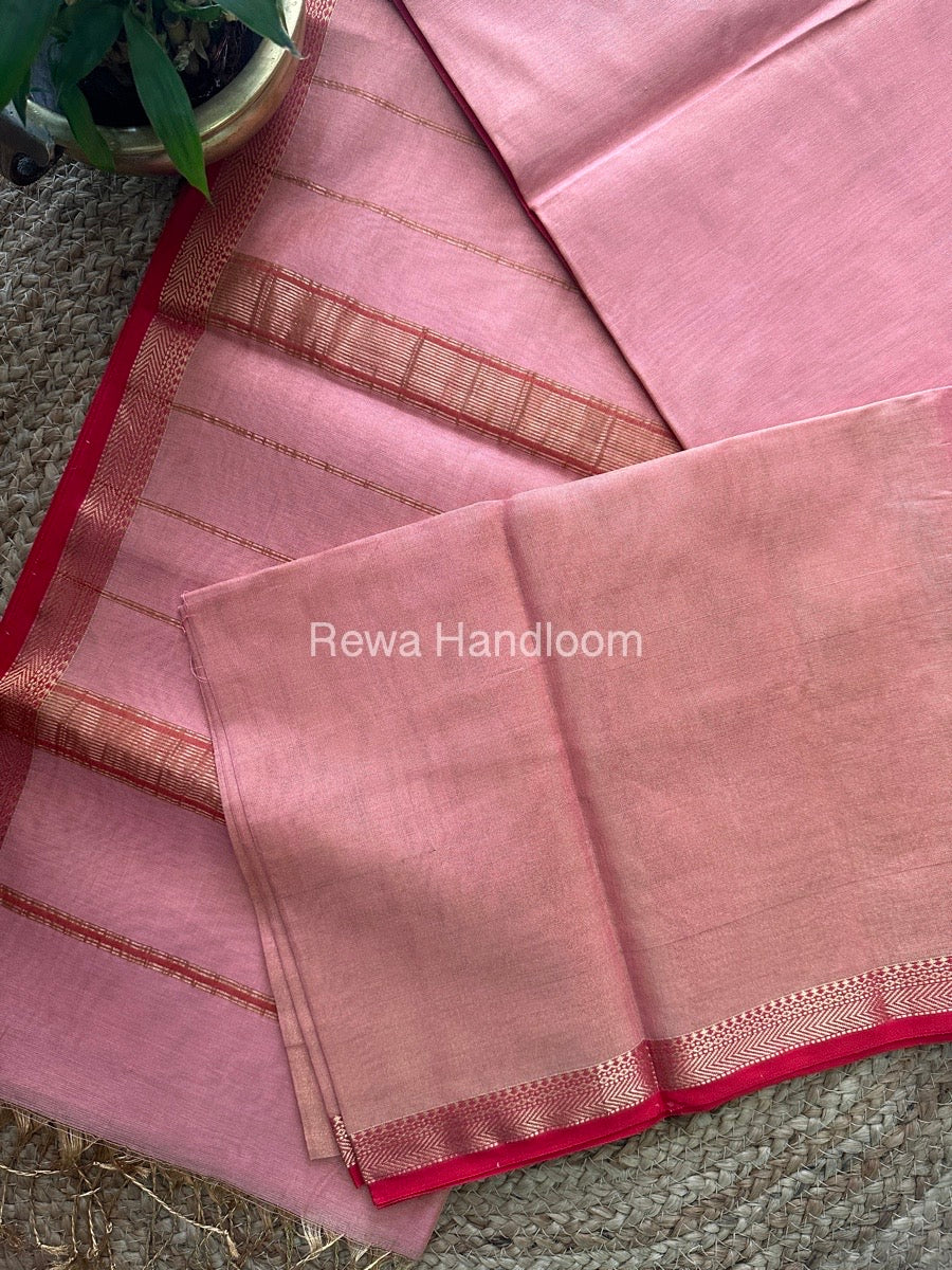 Maheshwari Peach Tissue Silk Saree TB04