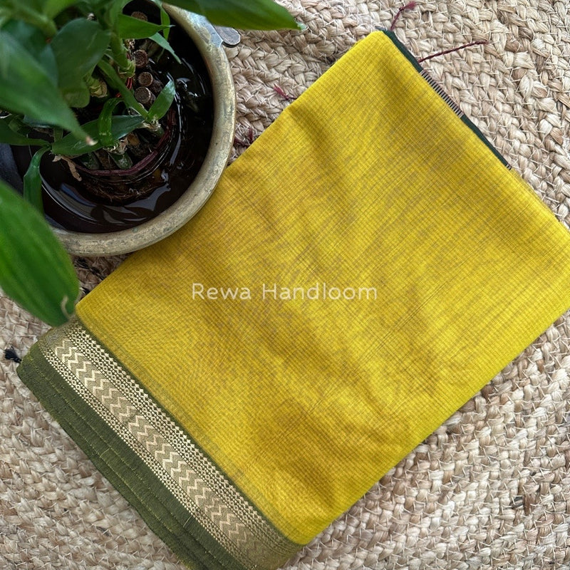 Maheshwari Turmeric Yellow Rasta Lehar Saree RL013