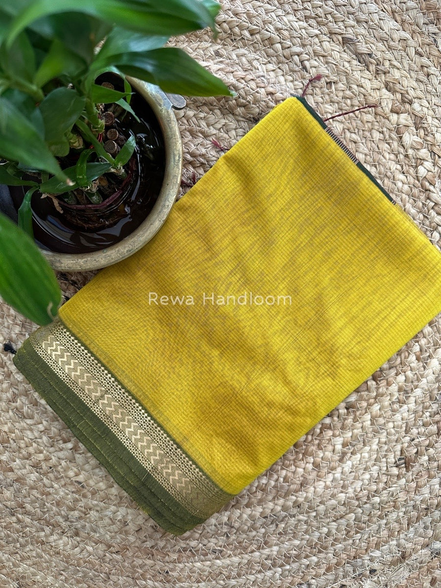 Maheshwari Turmeric Yellow Rasta Lehar Saree RL013