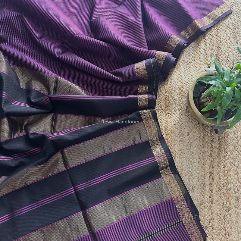 Maheshwari Lavender Garbha Reshami Silk Saree GS263