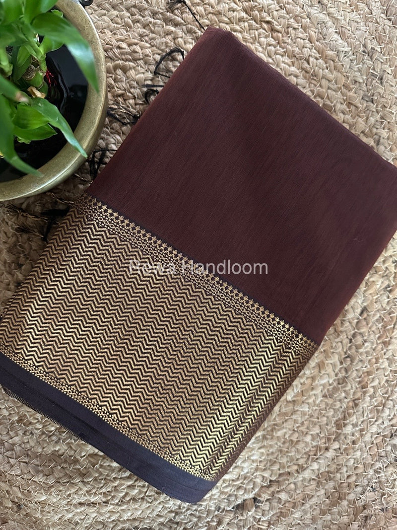 Maheshwari Brown Zari Skirt Saree ZS090