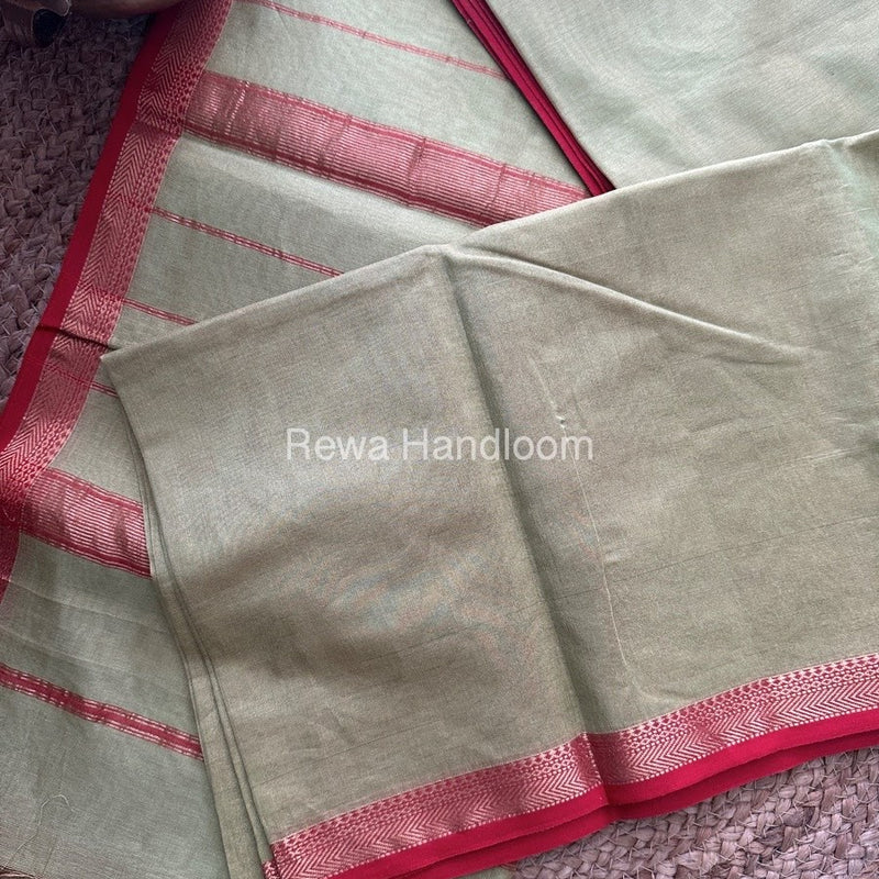 Maheshwari Parrot Green Tissue Silk Saree TB03