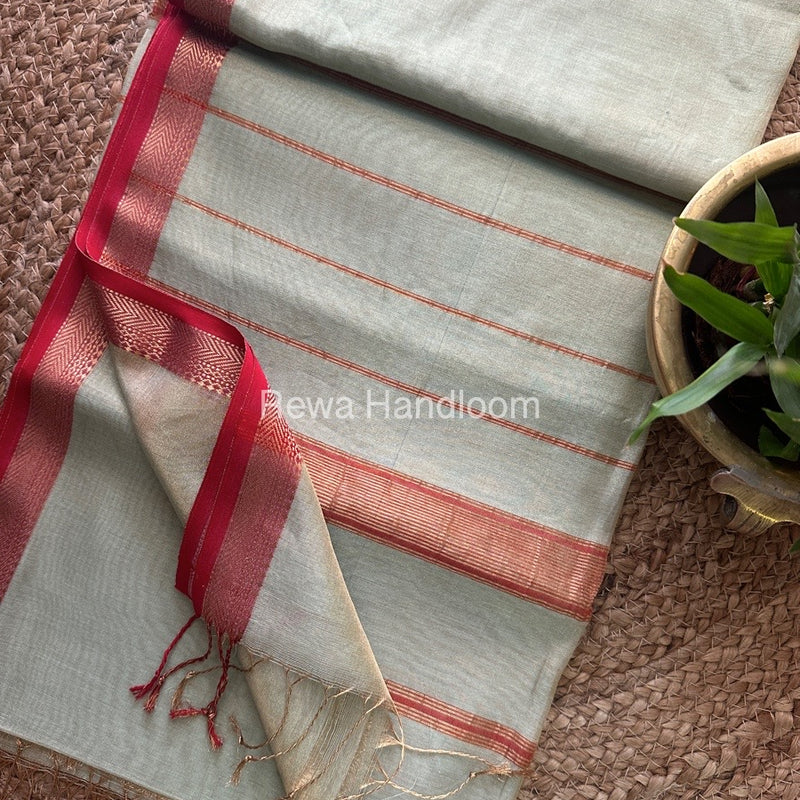 Maheshwari Light Pista Green Tissue Silk Saree TB02