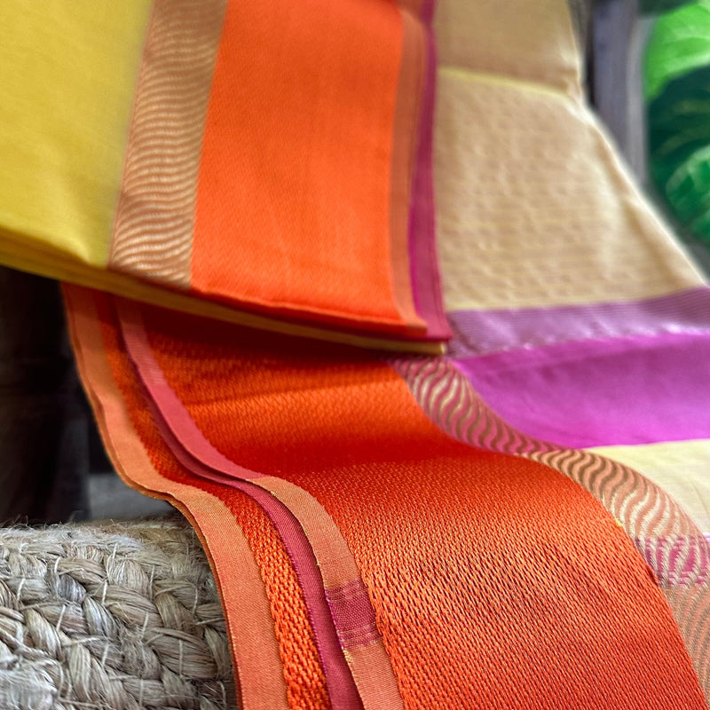 Yellow Ganga Jamuna Maheshwari  Saree