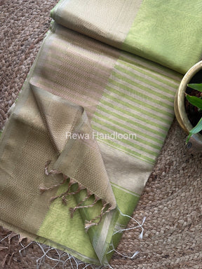 Maheshwari Parrot Green Tissue Silk Saree FTS011