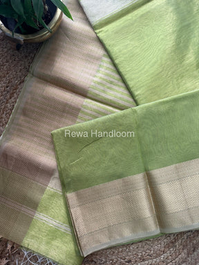 Maheshwari Parrot Green Tissue Silk Saree FTS011