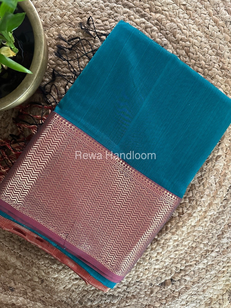 Maheshwari Rama Green Zari Skirt Saree ZS091
