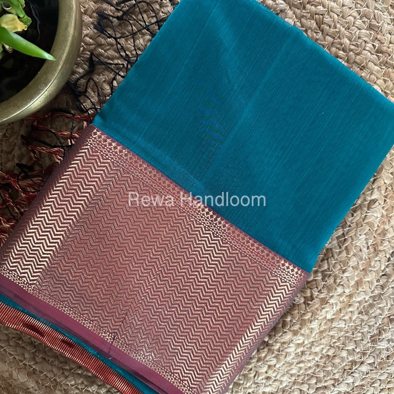 Maheshwari Rama Green Zari Skirt Saree ZS091