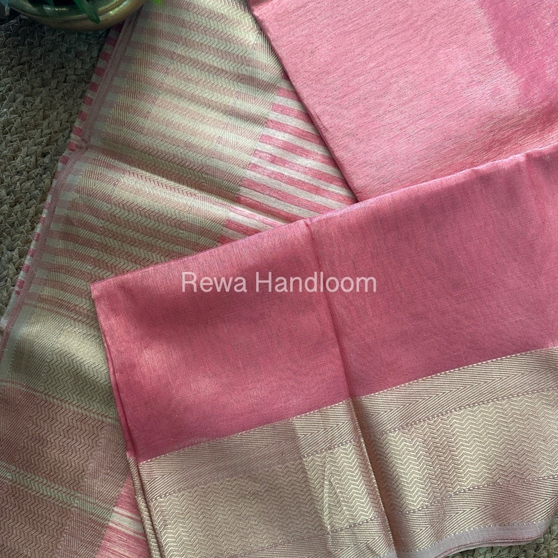 Maheshwari Dark Peach Tissue Silk Saree FTS010