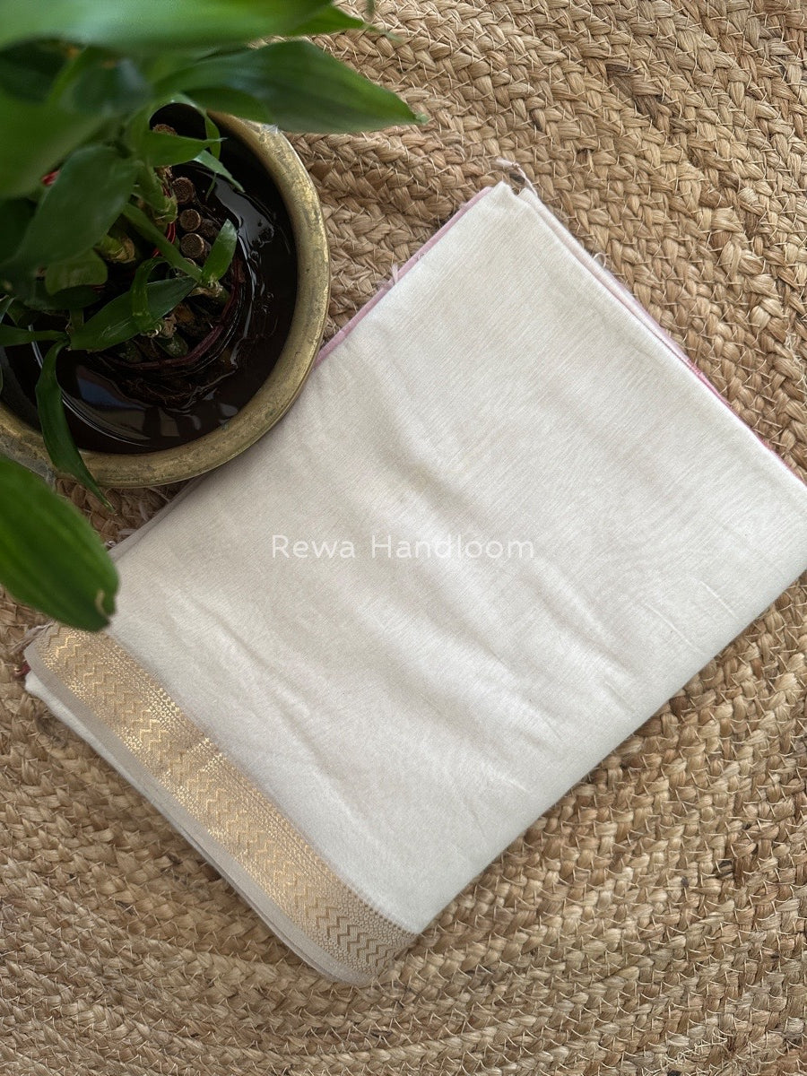 Maheshwari White Rasta Lehar Saree RL017
