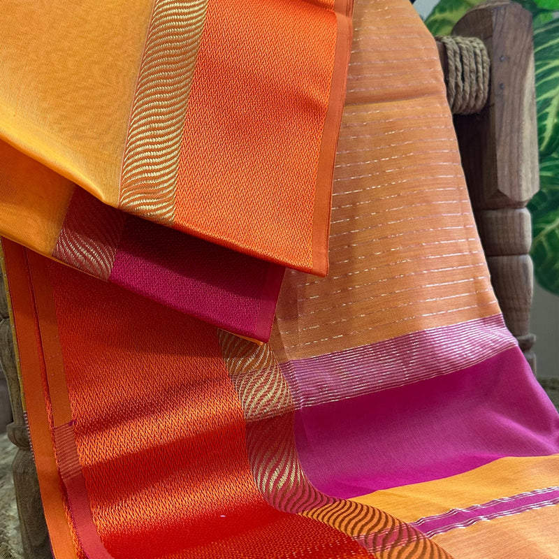 Golden Ganga Jamuna Maheshwari Saree