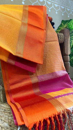 Golden Ganga Jamuna Maheshwari Saree