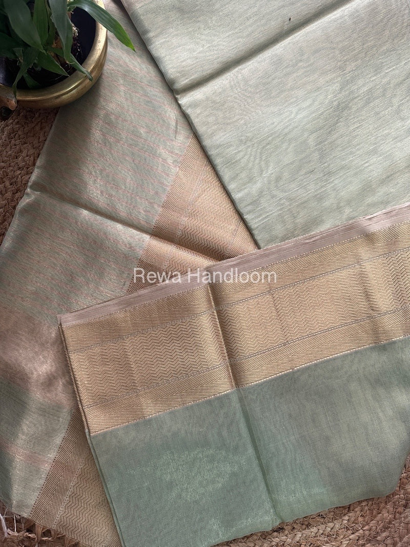 Maheshwari Light Pista Green Tissue Silk Saree FTS07