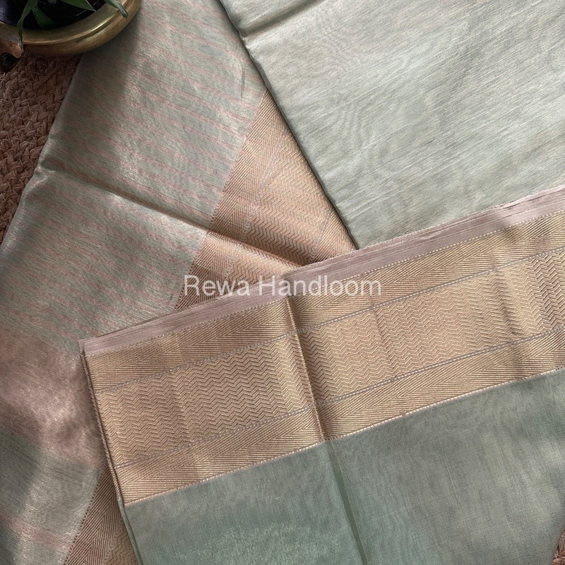 Maheshwari Light Pista Green Tissue Silk Saree FTS07