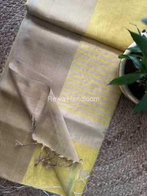 Maheshwari Yellow Tissue Silk Saree FTS04