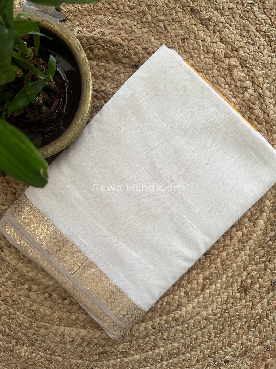 Maheshwari White Rasta Lehar Saree RL015