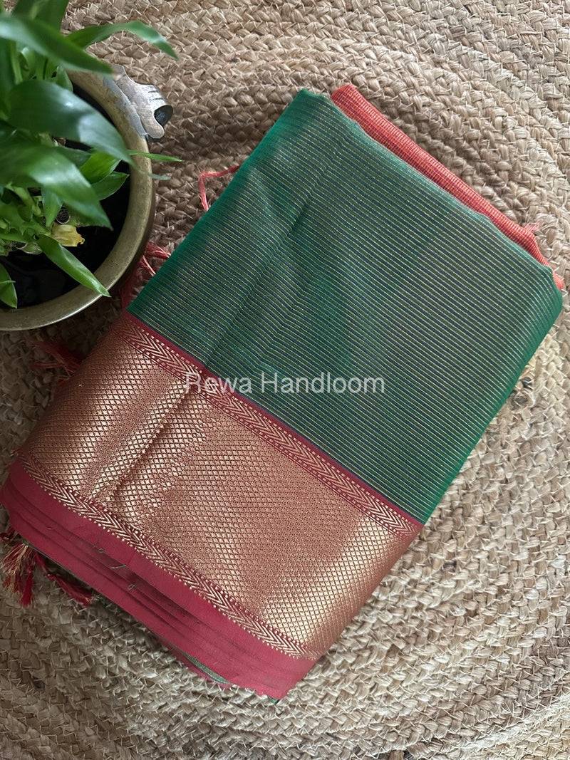 Exclusive Maheshwari Green Tissue Silk Saree ZTS0143