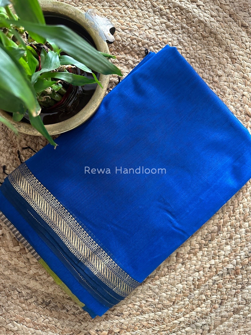 Maheshwari Deep Blue Gicha Weaving Saree GPS03