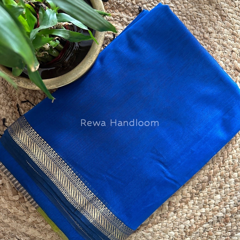 Maheshwari Deep Blue Gicha Weaving Saree GPS03