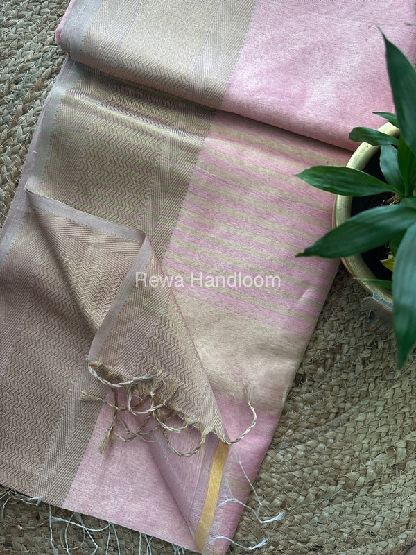 Maheshwari baby Pink Tissue Silk Saree FTS02