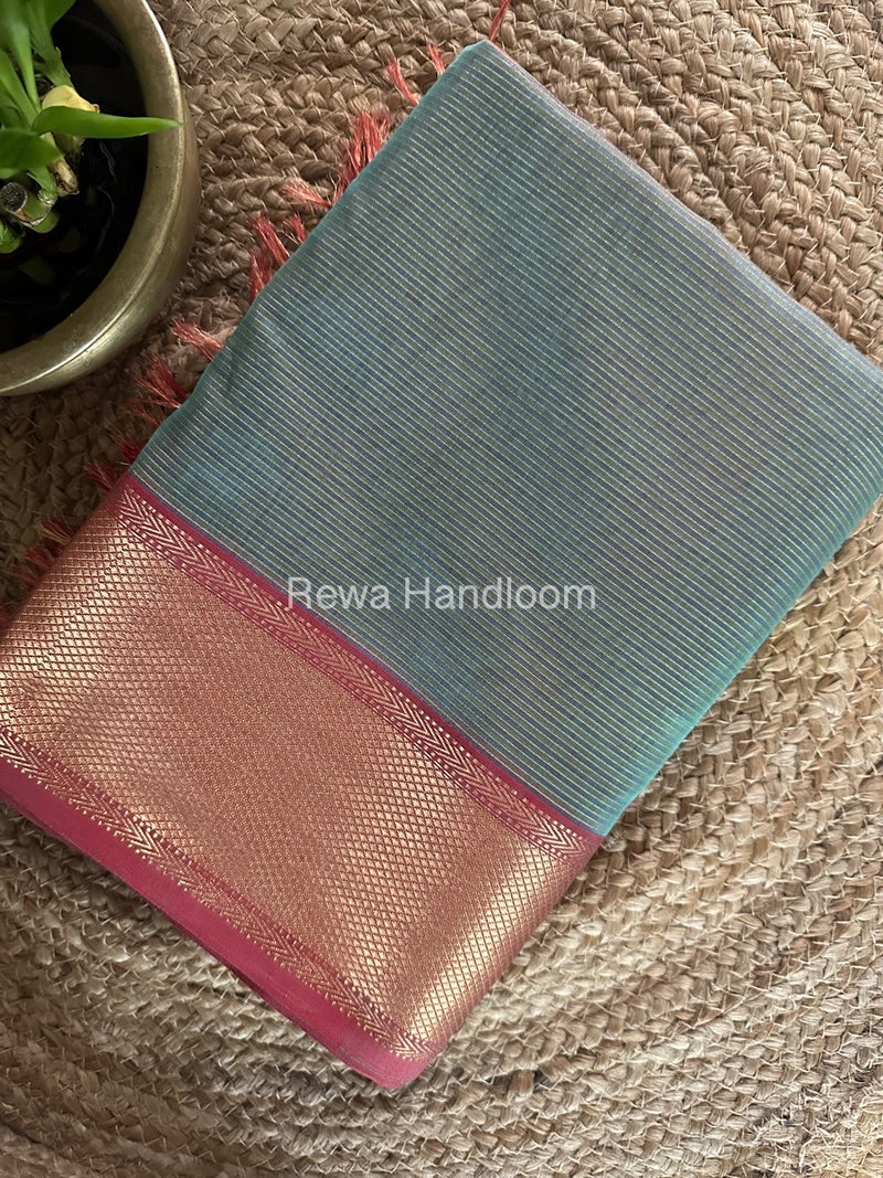 Exclusive Maheshwari Sea Green Tissue Silk Saree ZTS0138