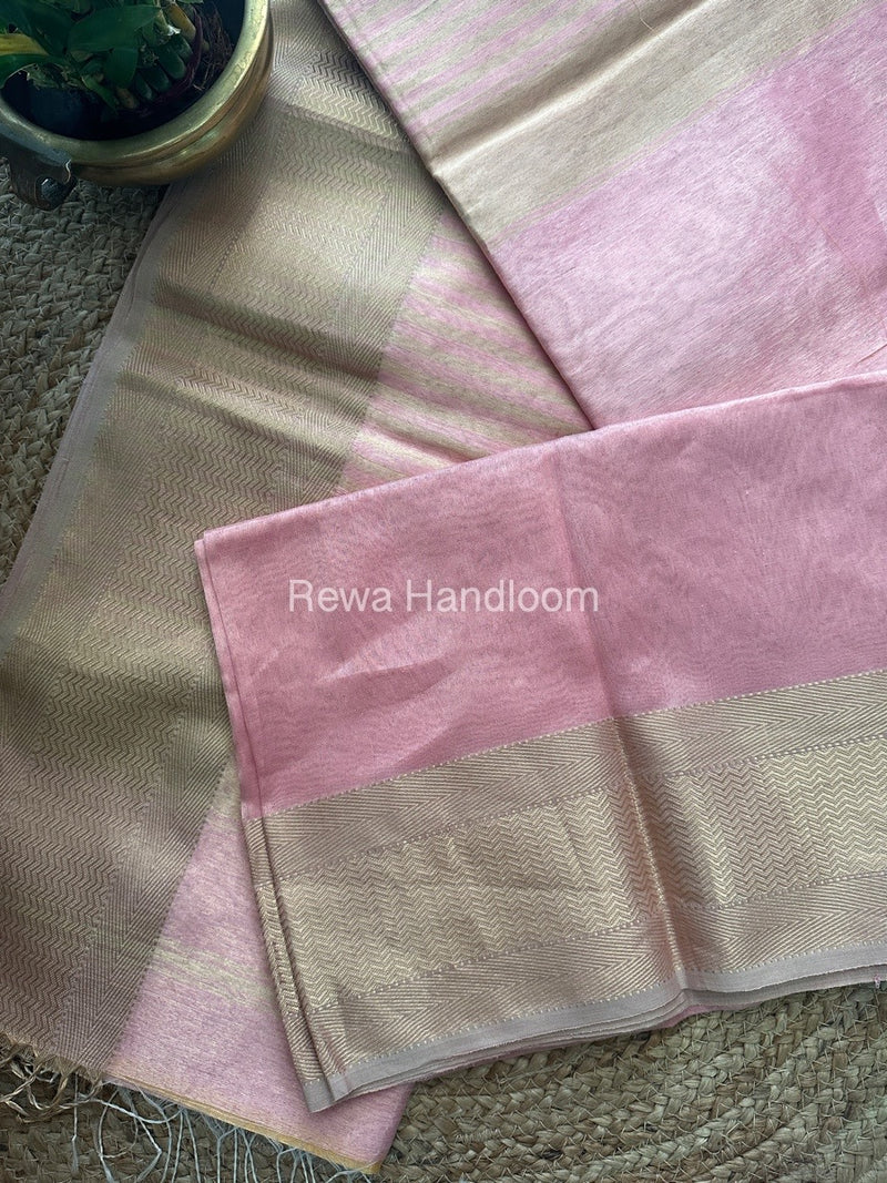 Maheshwari baby Pink Tissue Silk Saree FTS02