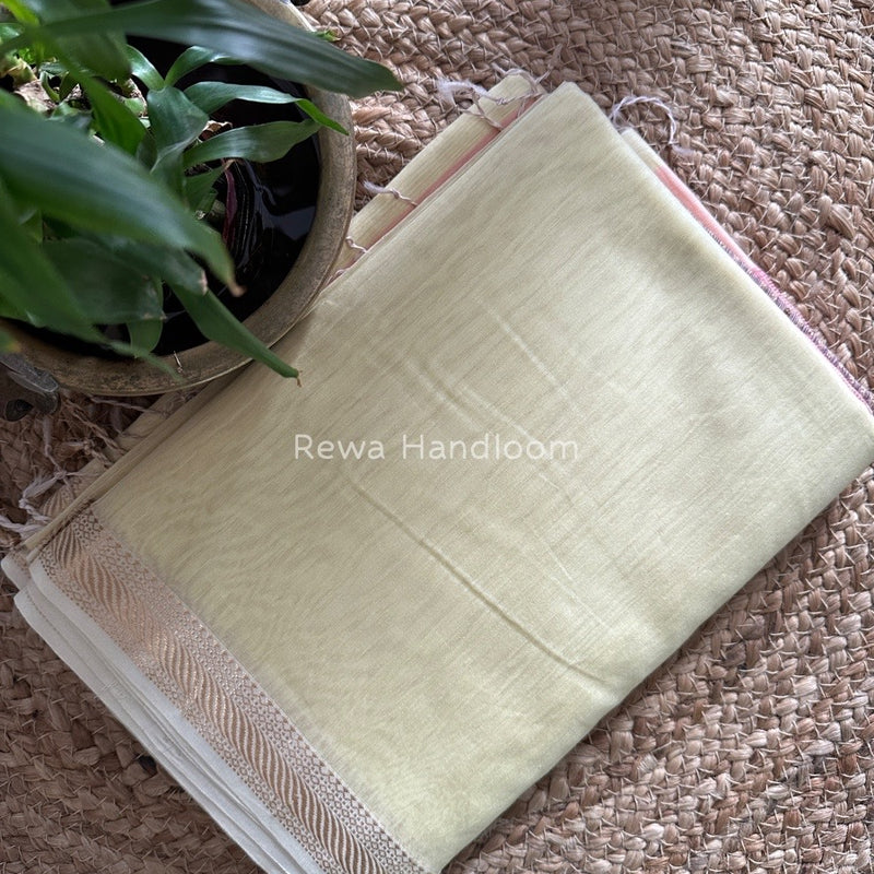 Maheshwari Light Yellow Gicha Weaving Saree GPS015